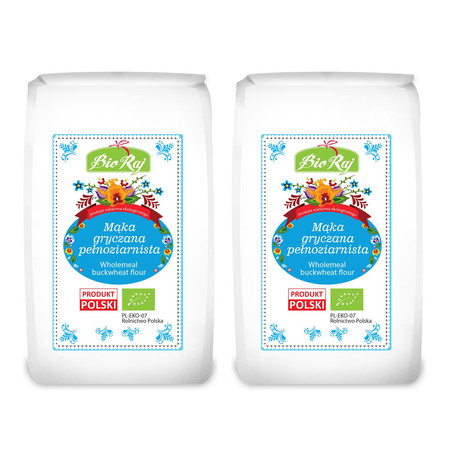 Zestaw: 2x MĄKA GRYCZANA PEŁNOZIARNISTA BIO (POLSKA) 600 g - BIO RAJ