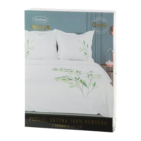 Komplet pościeli satynowej Haft, 220 x 200 cm, Biały