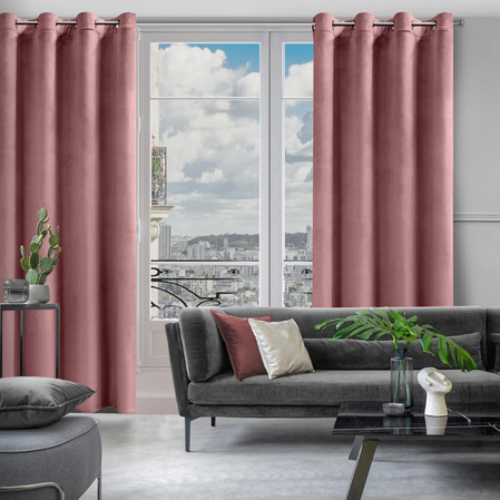 ZASŁONA GOTOWA D91 ROSA 140 X 270 CM CIEMNORÓŻOWY