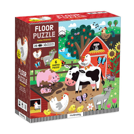Mudpuppy Puzzle podłogowe Farma z unikalnymi kształtami 25 elementów 2+