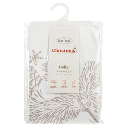 OBRUS ŚWIĄTECZNY HOLLY 85 X 85 CM BEŻOWY