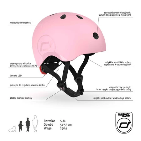 SCOOTANDRIDE Kask S-M dla dzieci 3+ Rose