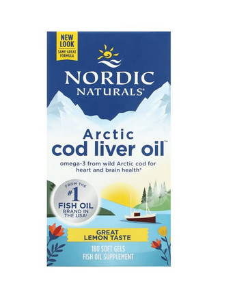 Nordic Naturals Arctic Cod Liver Oil Olej z dzikiego dorsza arktycznego 180 kaps. smak cytryna
