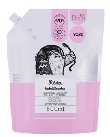 Yope - Naturalny żel pod prysznic Róża i Kadzidłowiec Refill 800ml