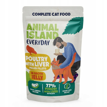 Animal Island Mokra Karma dla kota Drób Z Wątróbką 12 x 85g