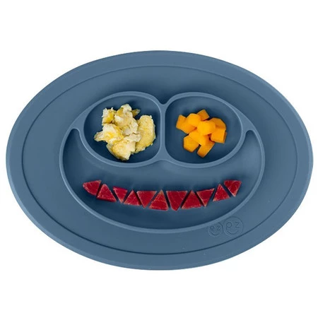 EZPZ Silikonowy talerzyk z podkładką mały 2w1 Mini Mat ciemny niebieski