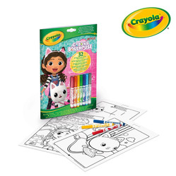 Crayola Kolorowanka dla dzieci z łamigłówkami i flamastrami Koci Domek Gabi 3+