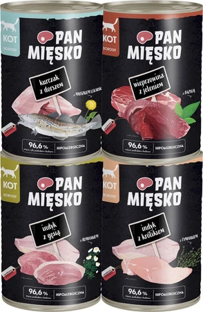 PAN MIĘSKO Indyk z Gęsią dla kota 400g