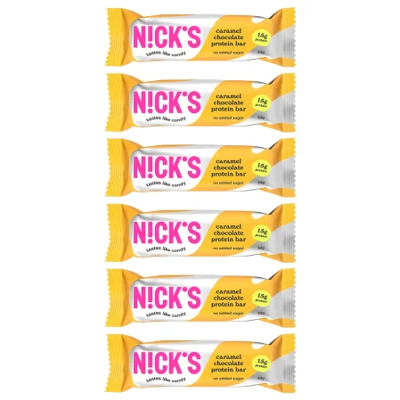 Zestaw 6x N!CK'S Nicks Caramel Chocolate Protein Bar Baton proteinowy o smaku karmelu 50g