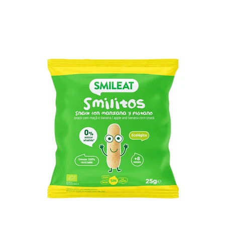 Smileat, BIO Smilitos, Chrupki kukurydziane o smaku jabłka i banana 8m+, 25g