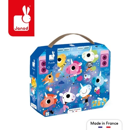 Janod Puzzle w walizce Jednorożce na koncercie rockowym 24 elementy 3+, Made in France