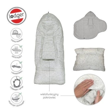 Lodger Wodoodporny wielofunkcyjny otulacz śpiworek z polarowym wnętrzem szary Taslon Drizzle