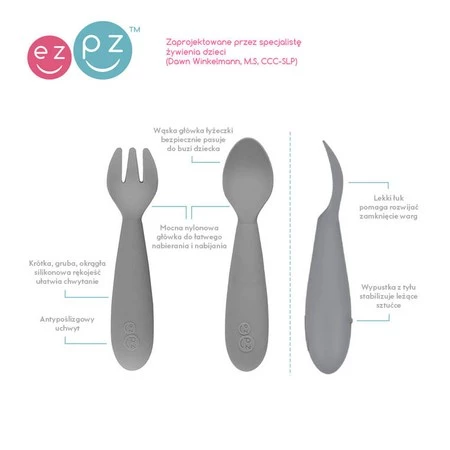 EZPZ Komplet naczyń silikonowych Mini Feeding Set szary