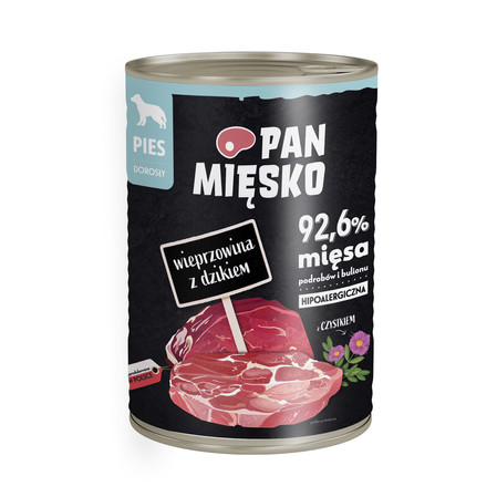 Zestaw 12x Pan Mięsko Karma mokra dla psa Wieprzowina z dzikiem pies dorosły 400g