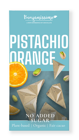  TABLICZKA KAKAOWA PISTACJE - POMARAŃCZA BEZ DODATKU CUKRU BEZGLUTENOWA BIO 60 g - BENJAMISSIMO