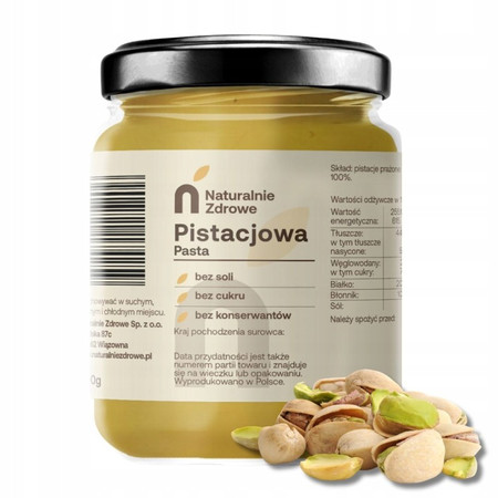 Naturalnie Zdrowe Naturalna Pasta Pistacjowa 200g 100% Pistacje Bez Cukru Dodatków