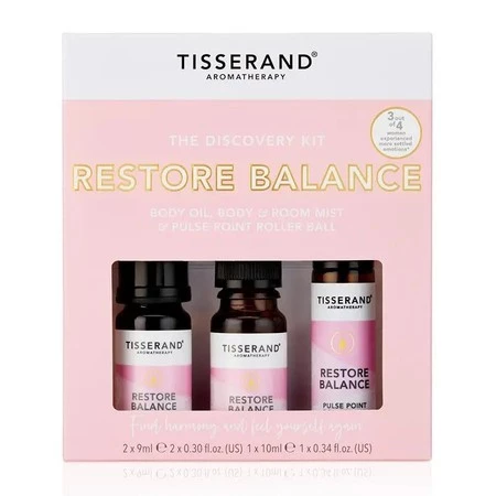 TISSERAND AROMATHERAPY Restore Balance Discovery Kit - Body Oil, Body & Room Mist & Pulse Point Roller Ball (2 x 9 ml, 1 x 10 ml)