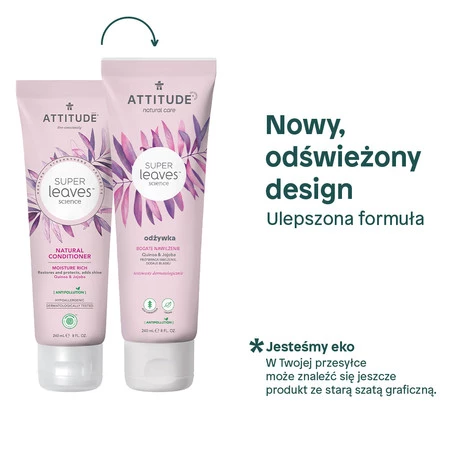 Attitude, Odżywka nawilżająca do włosów suchych z Quinoa i Jojoba, 240 ml