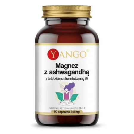 Yango − Magnez z ashwagandhą z dodatkiem szafranu i witaminy B6 − 90 kaps.