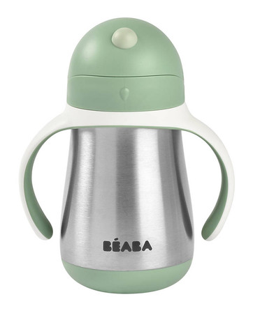 Beaba Bidon niekapek ze słomką termiczny 250 ml Sage green
