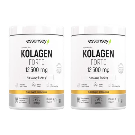 Zestaw 2x Essensey Kolagen FORTE 12 500mg Premium 400g smak mango pomarańcza
