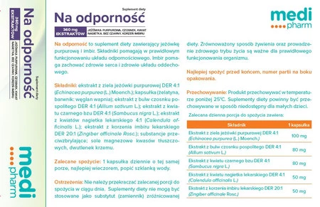 medi pharm Na Odporność 360 mg ekstraktów roślinnych 30 kaps.