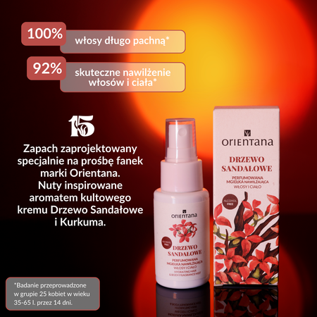Orientana Drzewo Sandałowe Perfumowana mgiełka nawilżająca do ciała i włosów 50ml