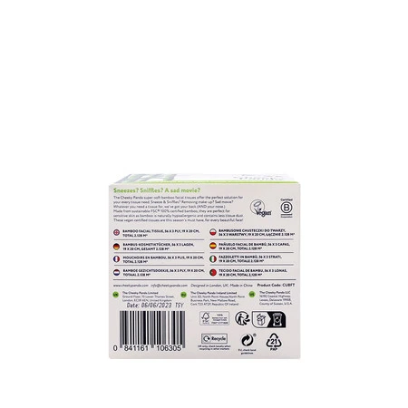 Cheeky Panda, Chusteczki kosmetyczne uniwersalne, pudełko kostka 56 szt.