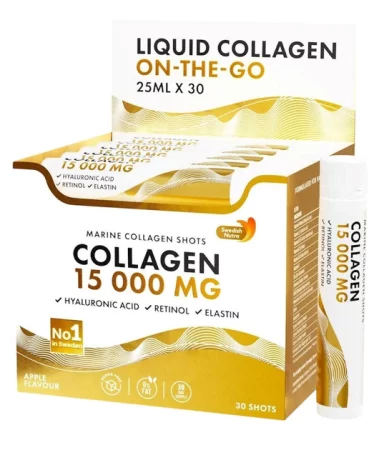 Swedish nutra Marine Collagen 15 000 mg  kolagen do picia Shots 25 ml x 30
