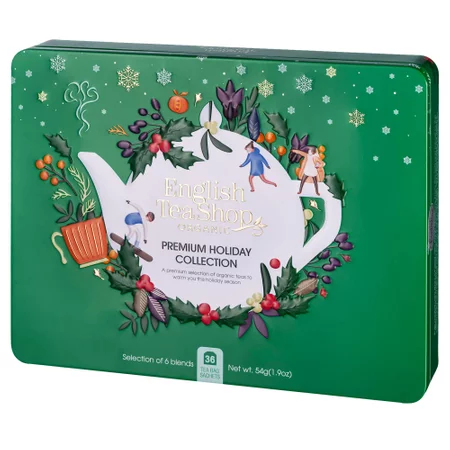 English Tea Shop GREEN TIN - Zestaw ekologicznych herbat i herbatek 6 smaków - 36 saszetek.