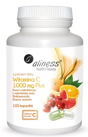 Aliness Witamina C 1000 mg PLUS bioflaw, rutyna, acer. x 100 kaps. vege