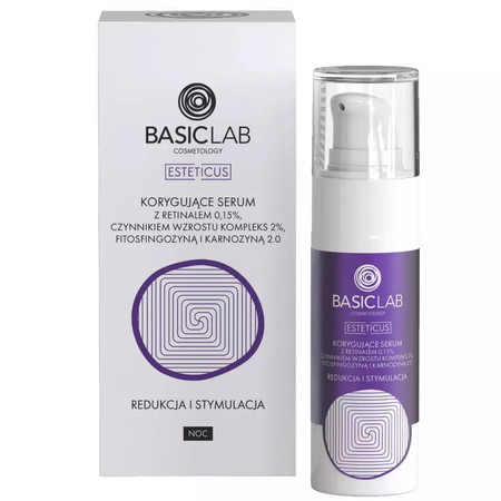Esteticus korygujące serum z retinalem 0.15% czynnikiem wzrostu kompleks 2% fitosfingozyną i karnozyną 2.0 Redukcja i Stymulacja 30ml