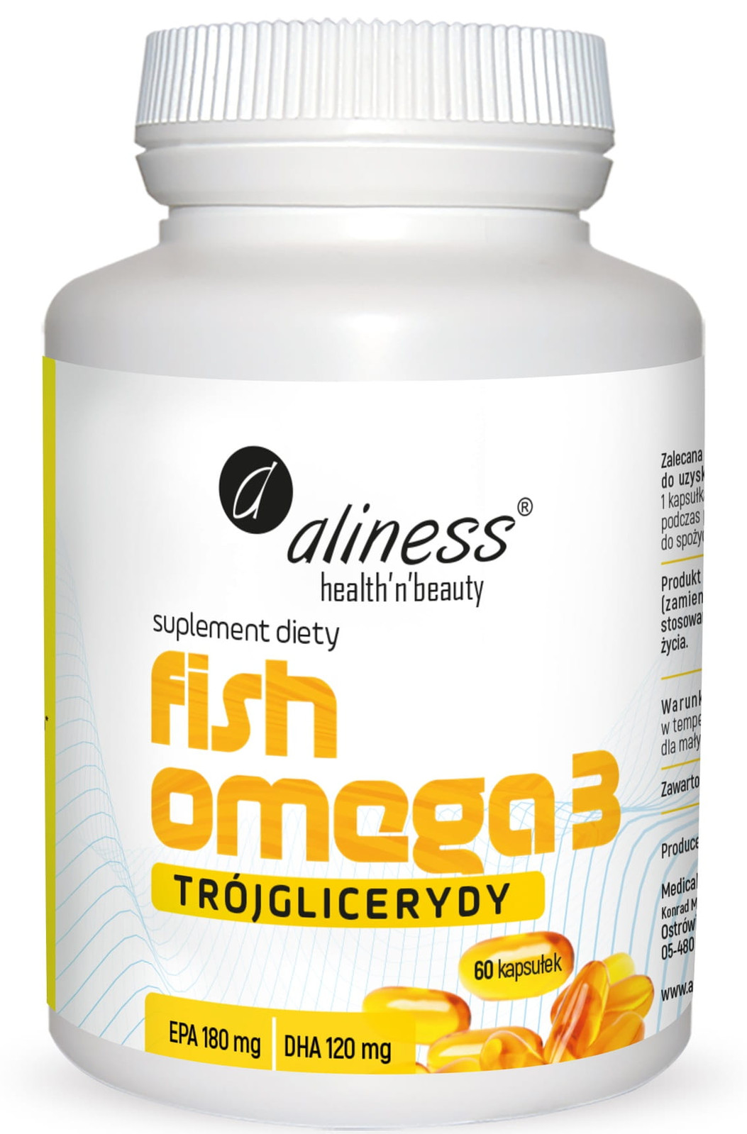 Aliness Fish Omega 3 Trójglicerydy 180/120 mg x 60 kaps. - Nabea.pl