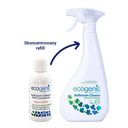Ecogenic, Refill płynu do czyszczenia powierzchni łazienkowych, Pomarańcza, 100 ml