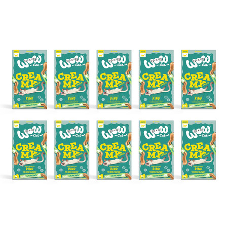 Zestaw 10x WOW CAT Creamy Snack Rind - kremowa przekąska z wołowiną (5x15g)