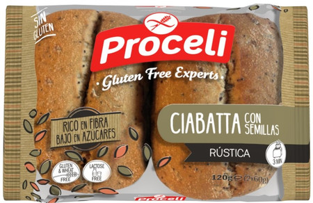 PROCELI Ciabatta z ziarnami bułki do zapiekania bezglutenowe 120 g