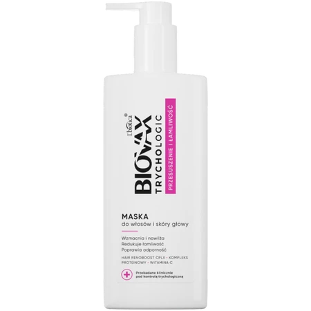 L'biotica Biovax Trychologic maska do włosów i skóy głowy przesuszenie i łamliwość 200 ml