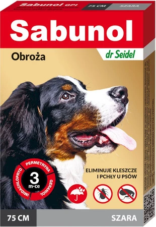 SABUNOL OBROŻA SZARA na pchły i kleszcze 75cm dla psa