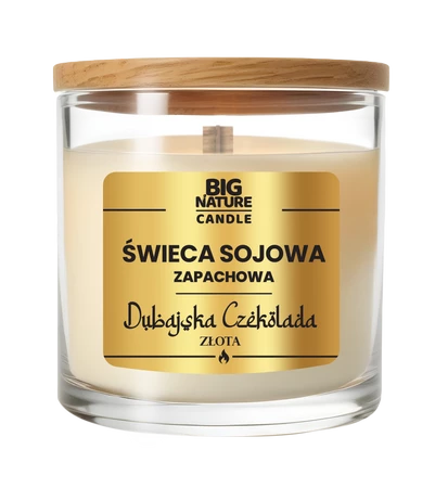 Big Nature Świeca sojowa o zapachu Czekolada dubajska złota 155g