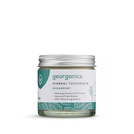 Georganics, Mineralna pasta do zębów w słoiku, bez fluoru, do codziennej pielęgnacji, smak zielonej mięty, 60 ml