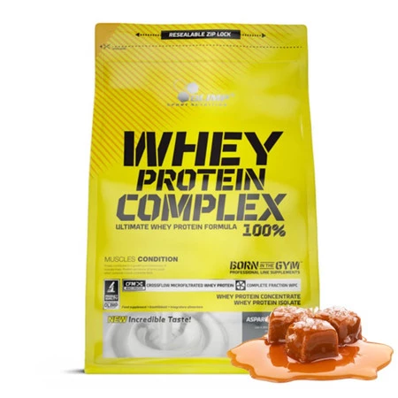 Olimp Whey Protein Complex 100% odżywka białkowa izolat i koncentrat 2,27 kg smak słony karmel