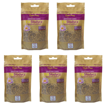 Zestaw 5x Fit Słodycz kwiatowo-ziołowy doypack 100g - 200 porcji