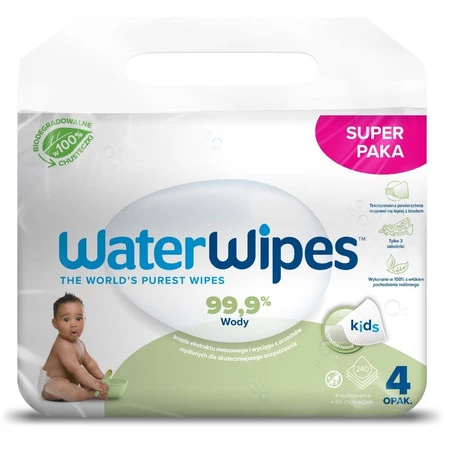 WaterWipes BIO - Chusteczki nawilżane wodne - 240szt.