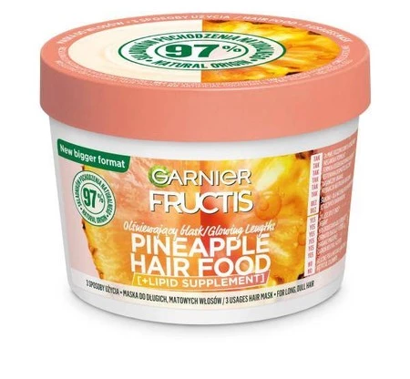 Fructis Hair Food Maska olśniewający blask do włosów długich i matowych - Pineapple 400ml
