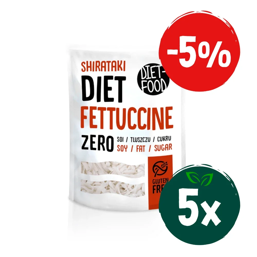 Zestaw: 5x Diet Food − Makaron fettuccine shirataki bezgl. − 200 g - Nabea.pl