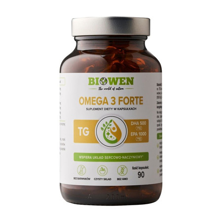 Biowen Omega 3 Forte 1000 mg kwasy EPA i DHA, wsparcie serca, mózgu i odporności 90 kaps.