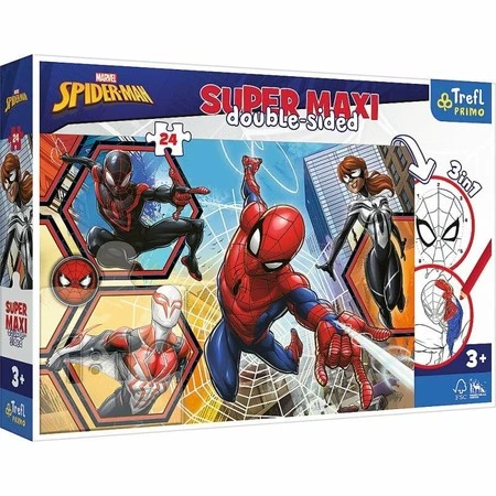 Puzzle dwustronne 24el SUPER MAXI 3w1 Spiderman wyrusza do akcji 41006 Trefl