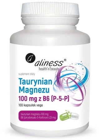 Aliness Taurynian Magnezu 100 mg z B6 (P-5-P) x 100 vege caps.