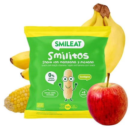 Smileat, BIO Smilitos, Chrupki kukurydziane o smaku jabłka i banana 8m+, 25g