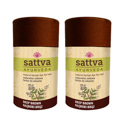 Zestaw: 2x Sattva - Henna Naturalna ziołowa farba do włosów Deep Brown 150g